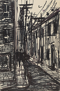 Narrow street without trees